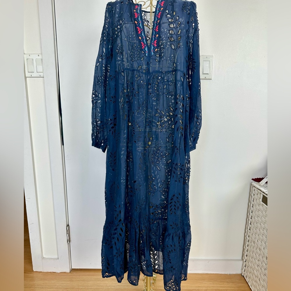 Johnny Was l sz S l Blue Tiered Eyelet Sundress
